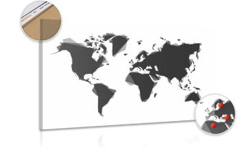 Obraz abstrakcyjna mapa świata w wersji czarno-białej na korku - 90x60  color mix