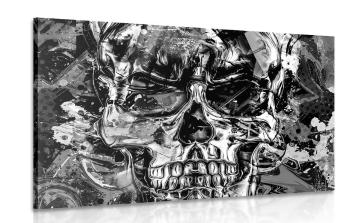 Obraz artystyczna czaszka w wersji czarno-białej - 120x80