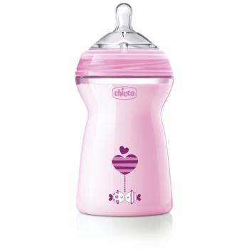 Chicco Natural Feeling Pink butelka dla noworodka i niemowlęcia 6m+ 330 ml