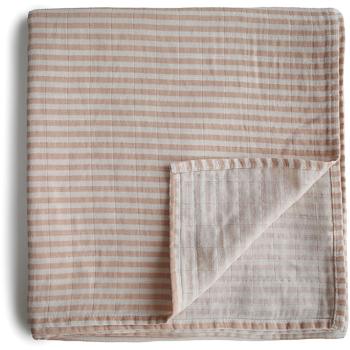 Mushie Muslin Swaddle Blanket Organic Cotton becik Natural Stripe 120cm x 120cm 1 szt.