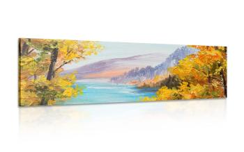Obraz sceneria górskiego jeziora - 135x45