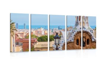 5-częściowy obraz widok na Park Güell w Barcelonie - 100x50