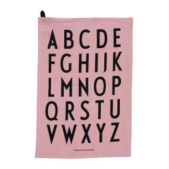 Różowa bawełniana ściereczka Design Letters Alphabet, 40x60 cm
