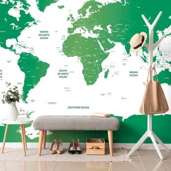 Samoprzylepna tapeta mapa świata z poszczególnymi państwami na zielono - 300x200