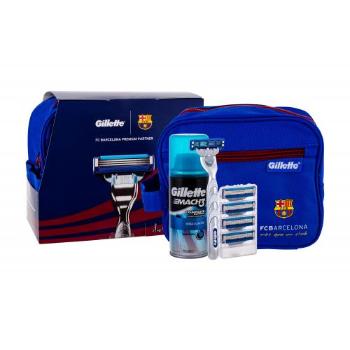 Gillette Mach3 Turbo FC Barcelona zestaw Maszynka z jednym ostrzem 1 szt + Zapasowe ostrze 4  szt + Żel do golenia Extra Comfort 75 ml + Kosmetyczka