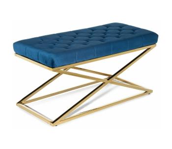 Pikowana ławka SALIBA 50x97 cm złoto/niebieska