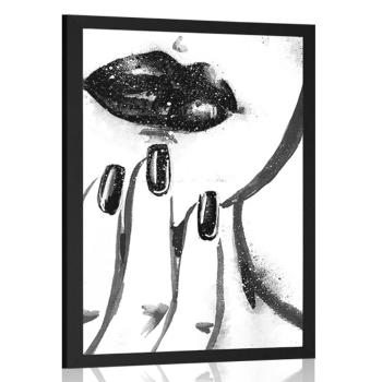 Plakat akwarela portret kobiety w czerni i bieli - 30x45 black