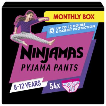 NINJAMAS Pyjama Pants Miesięczne pudełko dla dziewczynek, 8-12 lat, 54 szt.