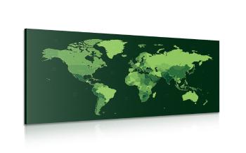 Obraz szczegółowa mapa świata w kolorze zielonym
