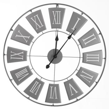 Metalowy zegar ścienny - szary - Rozmiar 70 x 70 x 5 cm