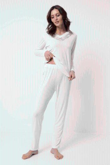 Damska bambusowa piżama ALESSA Kremowy XL