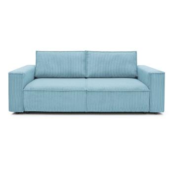 Jasnoniebieska sztruksowa sofa rozkładana Bobochic Paris Nihad, 245 cm