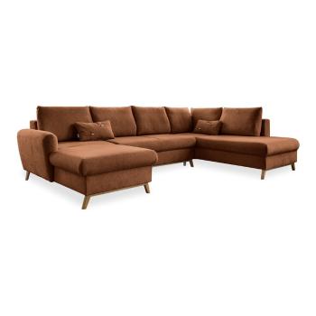 Ceglasta rozkładana sofa w kształcie litery "U" Miuform Scandic Lagom, prawostronna