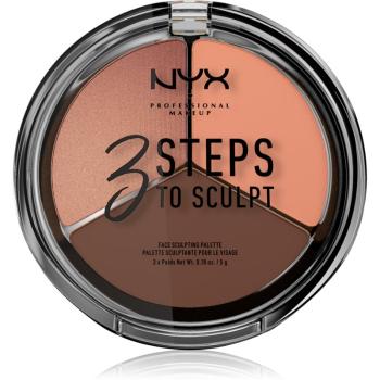NYX Professional Makeup 3 Steps To Sculpt paletka do konturowania twarzy odcień 04 Deep 15 g