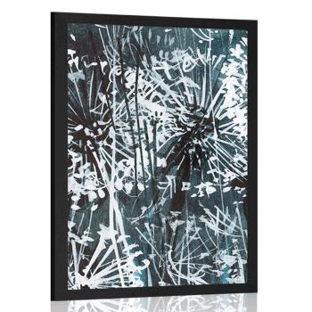 Plakat mniszek lekarski z elementami abstrakcyjnymi - 20x30 black