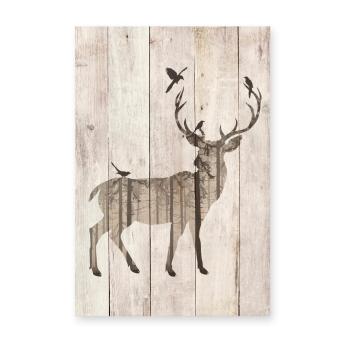 Dekoracyjna tabliczka z drewna sosnowego Really Nice Things Watercolor Deer, 40x60 cm