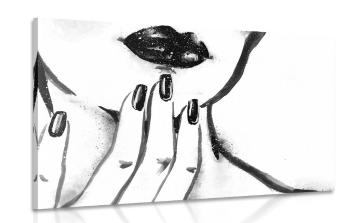 Obraz akwarela portret kobiety w wersji czarno-białej - 90x60
