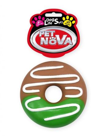 PET NOVA Pączek Donut z polewą 10 cm gumowa piszczałka dla psa
