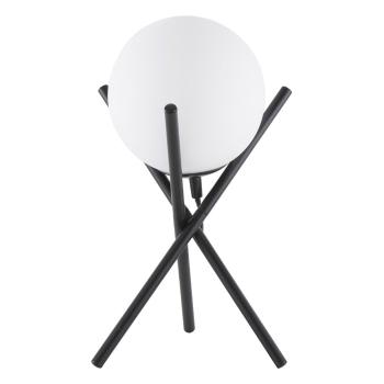 Czarno-biała lampa stołowa ze szklanym abażurem Westwing Collection Erik, wys. 33 cm