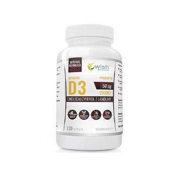 WISH Pharmaceutical Vitamin D3 50mcg + Prebiotic - 120caps.