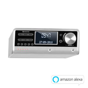 Auna Intelligence DAB+, radio kuchenne, sterowanie głosowe Alexa, Spotify, Bluetooth, srebrne