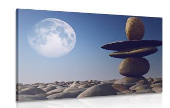 Obraz ułożone kamienie w świetle księżyca