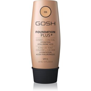 Gosh Foundation Plus+ naturalnie kryjący podkład nawilżający SPF 15 odcień 006 Honey 30 ml