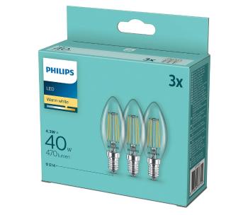 ZESTAW 3x LED Żarówka Philips B35 E14/4,3W/230V 2700K