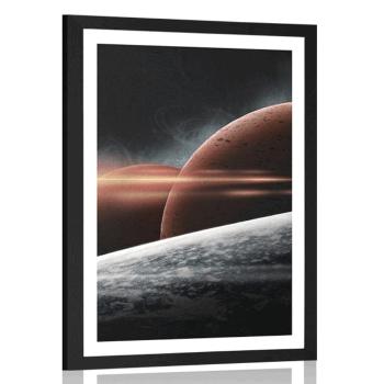Plakat z passe-partout planety w galaktyce - 30x45 white