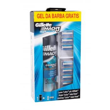 Gillette Mach3 Turbo zestaw Zapasowe ostrze 8 szt + Żel do golenia Extra Comfort 200 ml dla mężczyzn Uszkodzone pudełko