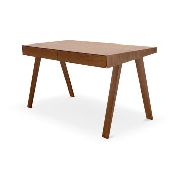 Brązowe biurko z nogami z drewna jesionowego EMKO 4.9, 140x70 cm