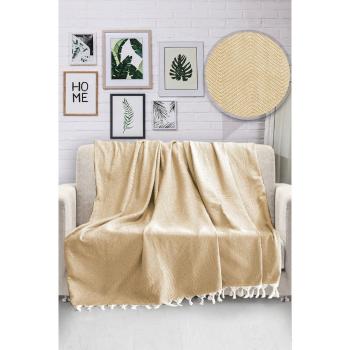Musztardowa bawełniana narzuta na łóżko Viaden HN, 170x230 cm