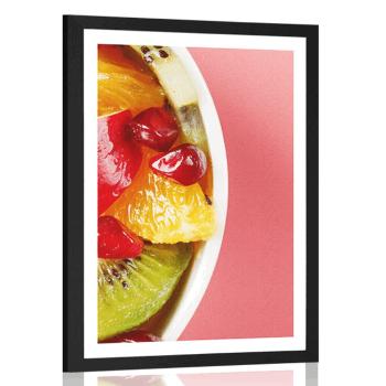 Plakat z passe-partout letnia sałatka owocowa - 30x45 white
