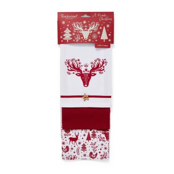Zestaw 3 świątecznych ścierek bawełnianych Cooksmart ® A Nordic Christmas, 38x44 cm