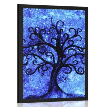 Plakat drzewo życia na niebieskim tle - 20x30 black