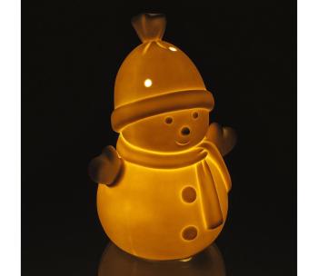 LED Świąteczna dekoracja z porcelany LED/3xLR44 bałwan