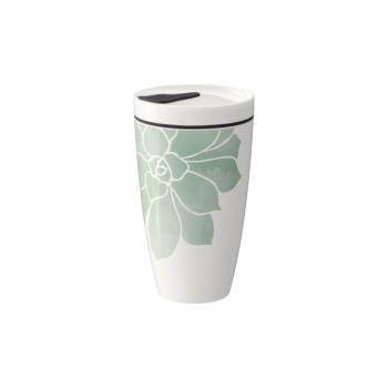 Zielono-biały porcelanowy kubek termiczny Villeroy & Boch Like To Go, 350 ml