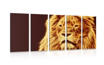 5-częściowy obraz głowa lwa w abstrakcji - 200x100