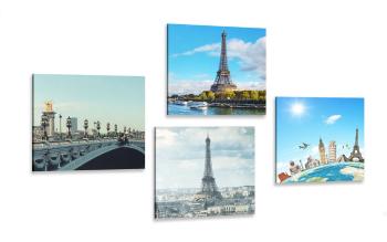 Zestaw obrazów widok na Wieżę Eiffla w Paryżu - 4x 40x40