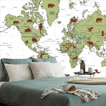 Samoprzylepna tapeta mapa ze zwierzętami