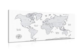 Obraz piękna czarno-biała mapa świata - 100x50