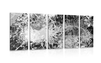 5-częściowy obraz czarno-biała sztuka abstrakcyjna - 100x50