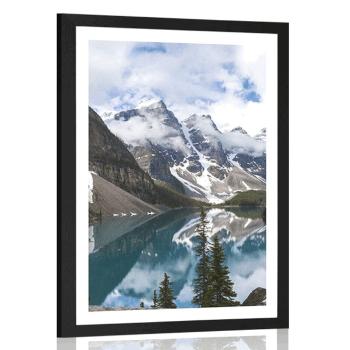 Plakat z passe-partout piękny górski krajobraz - 40x60 black