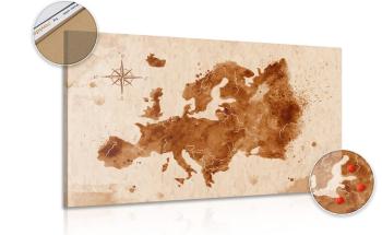 Obraz retro mapa Europy na korku - 90x60  place