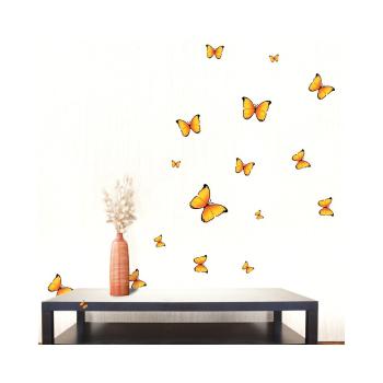 Zestaw 18 naklejek ściennych Ambiance Yellow Butterflies Sticker