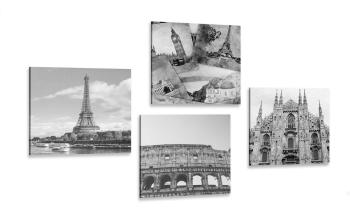 Zestaw obrazów odrobina historii w wersji czarno-białej - 4x 40x40
