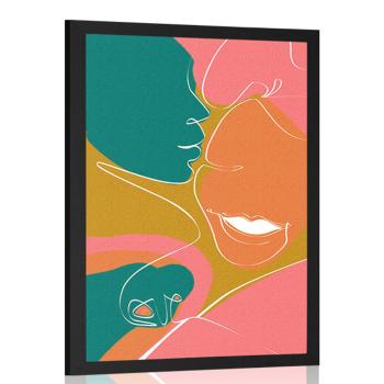 Plakat szczęśliwa para w pastelowych kolorach - 20x30 black