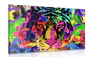 Obraz kolorowa głowa tygrysa - 120x80