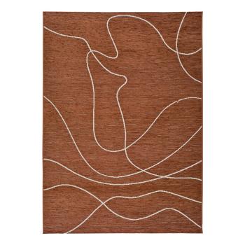 Ciemnopomarańczowy dywan zewnętrzny z domieszką bawełny Universal Doodle, 77x150 cm