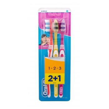 Oral-B 1-2-3 Classic Medium 3 szt szczoteczka do zębów unisex Red, Yellow, Pink